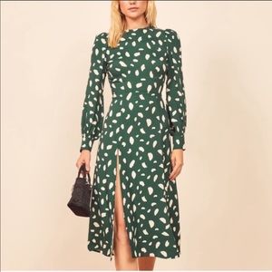 Reformation Creed Long Sleeve Midi Dress Slit 2